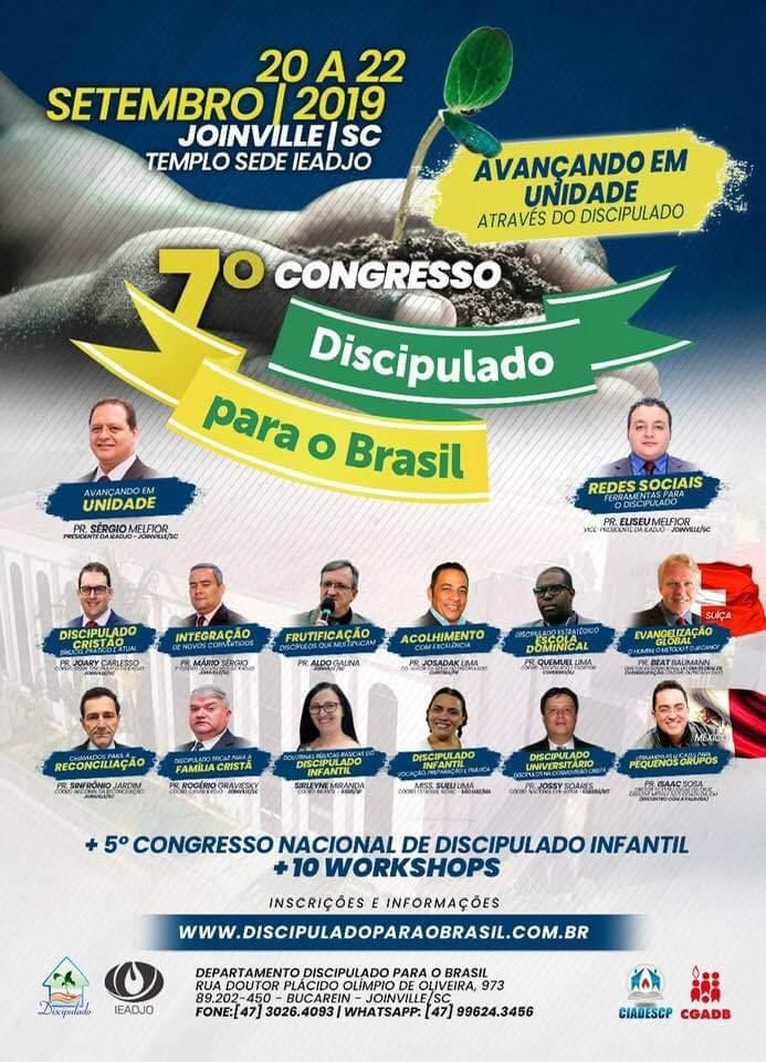 DISCIPULADO PARA O BRASIL: 7º Congresso acontece de 20 a 22 de setembro na IEADJO